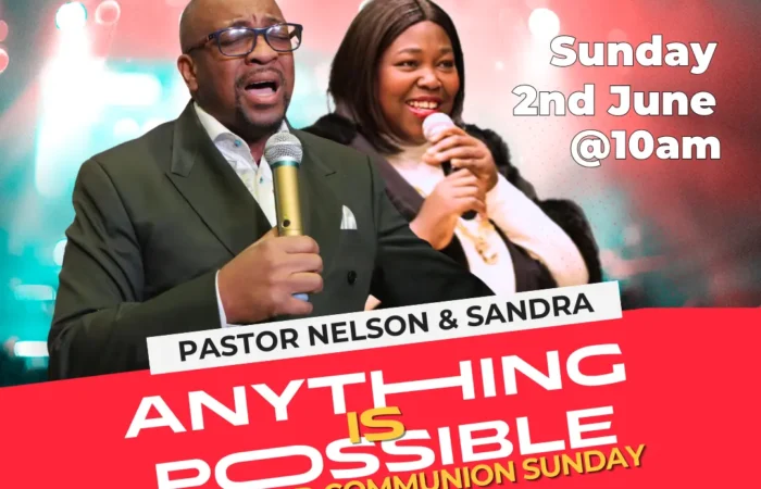 Anything is possible family and communion sunday service flyer